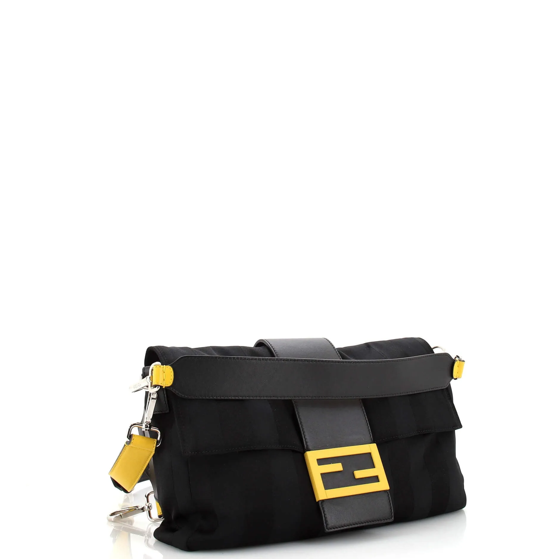 Baguette Convertible Shoulder Bag Striped Nylon Large