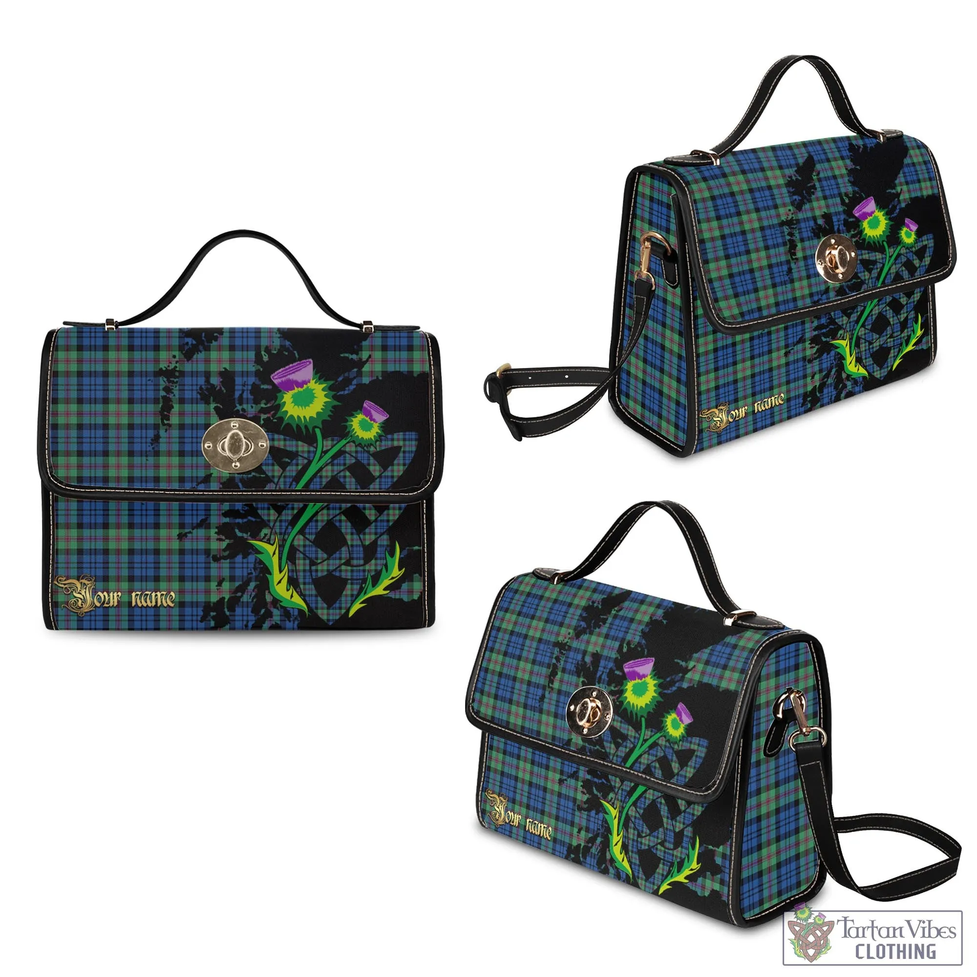 Baird Ancient Tartan Waterproof Canvas Bag with Scotland Map and Thistle Celtic Accents