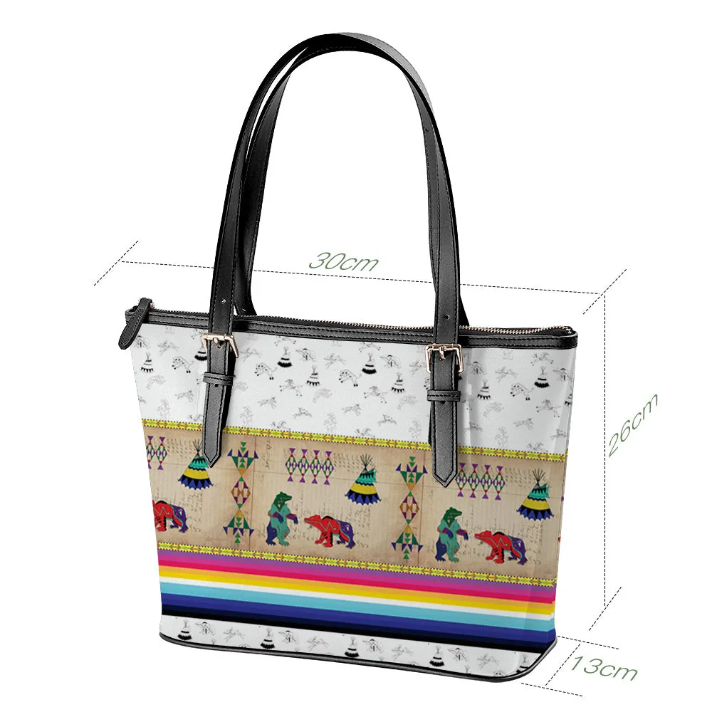 Bear Ledger White Clay Large Tote Shoulder Bag