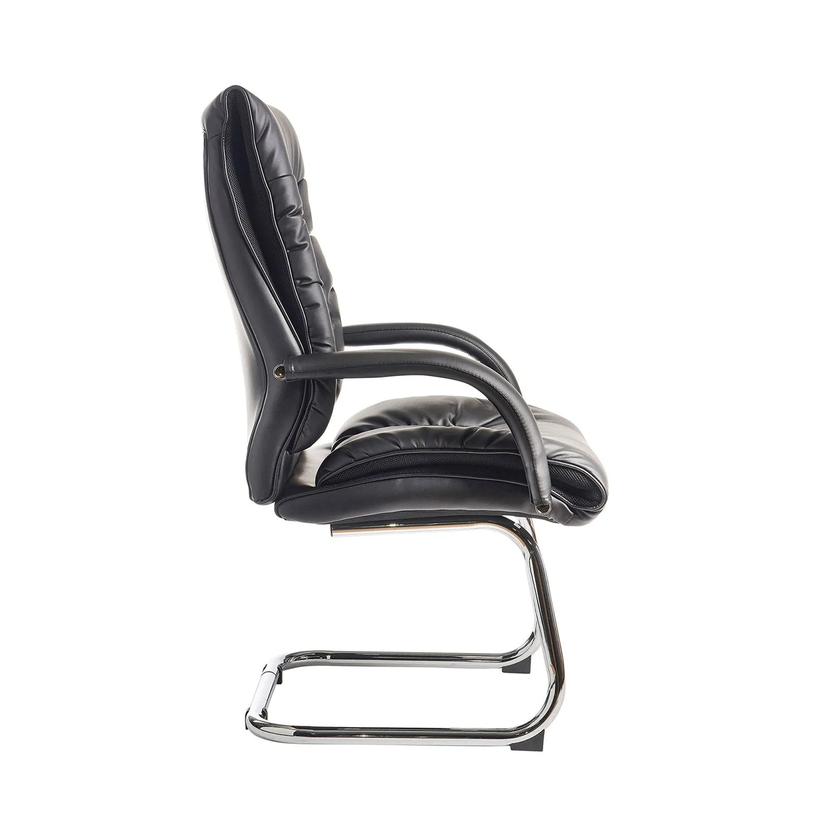 Derby high back visitors chair - black faux leather