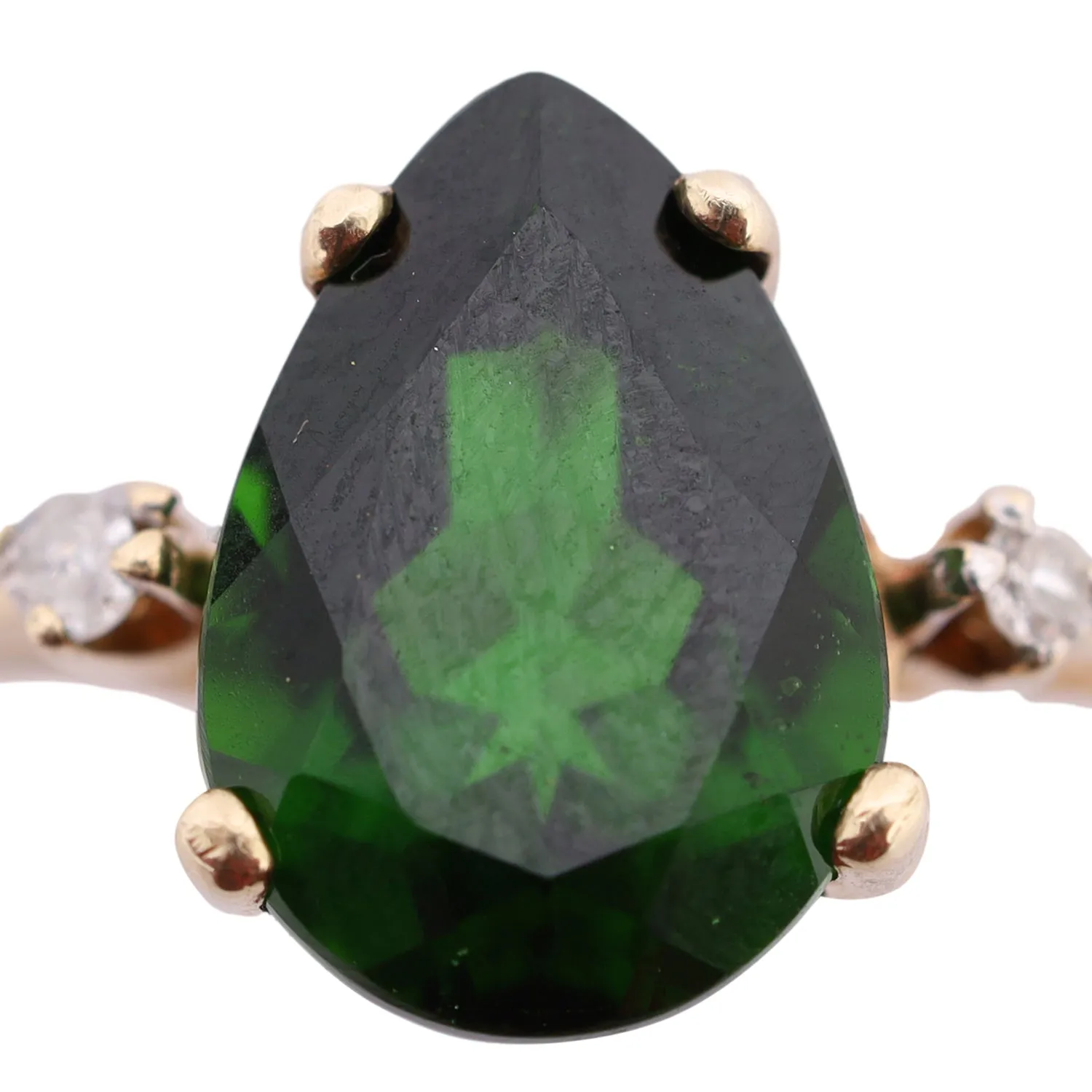 Emerald Pear Lab and Diamond Ring Size 6.5 (Authentic Pre-Owned)