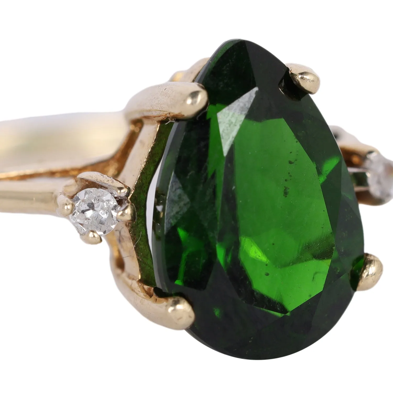 Emerald Pear Lab and Diamond Ring Size 6.5 (Authentic Pre-Owned)