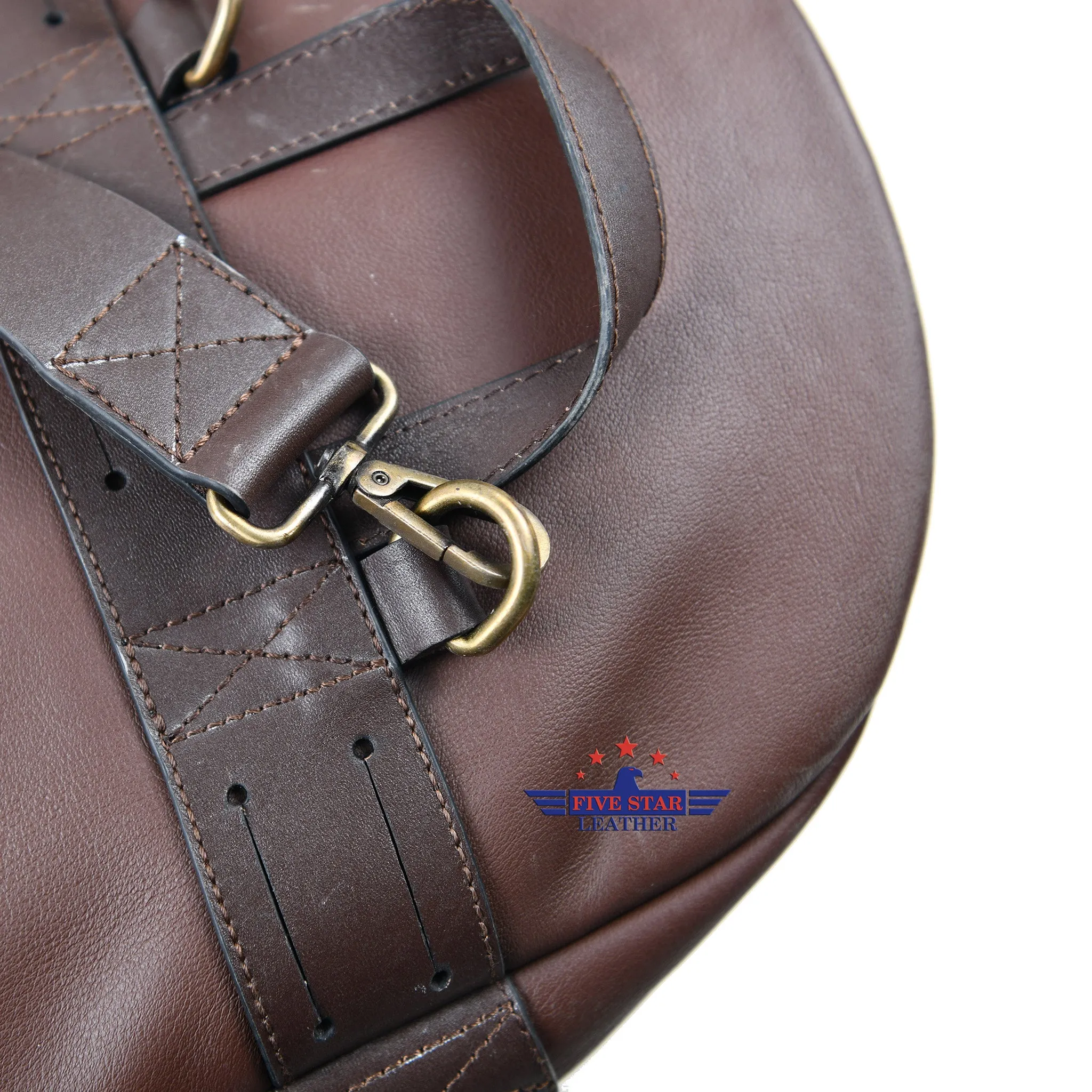 FiveStar Leather Steerhide Russet Brown Heavy Duty Travel Bag Tank Bag luggage bag backpack laptop bag