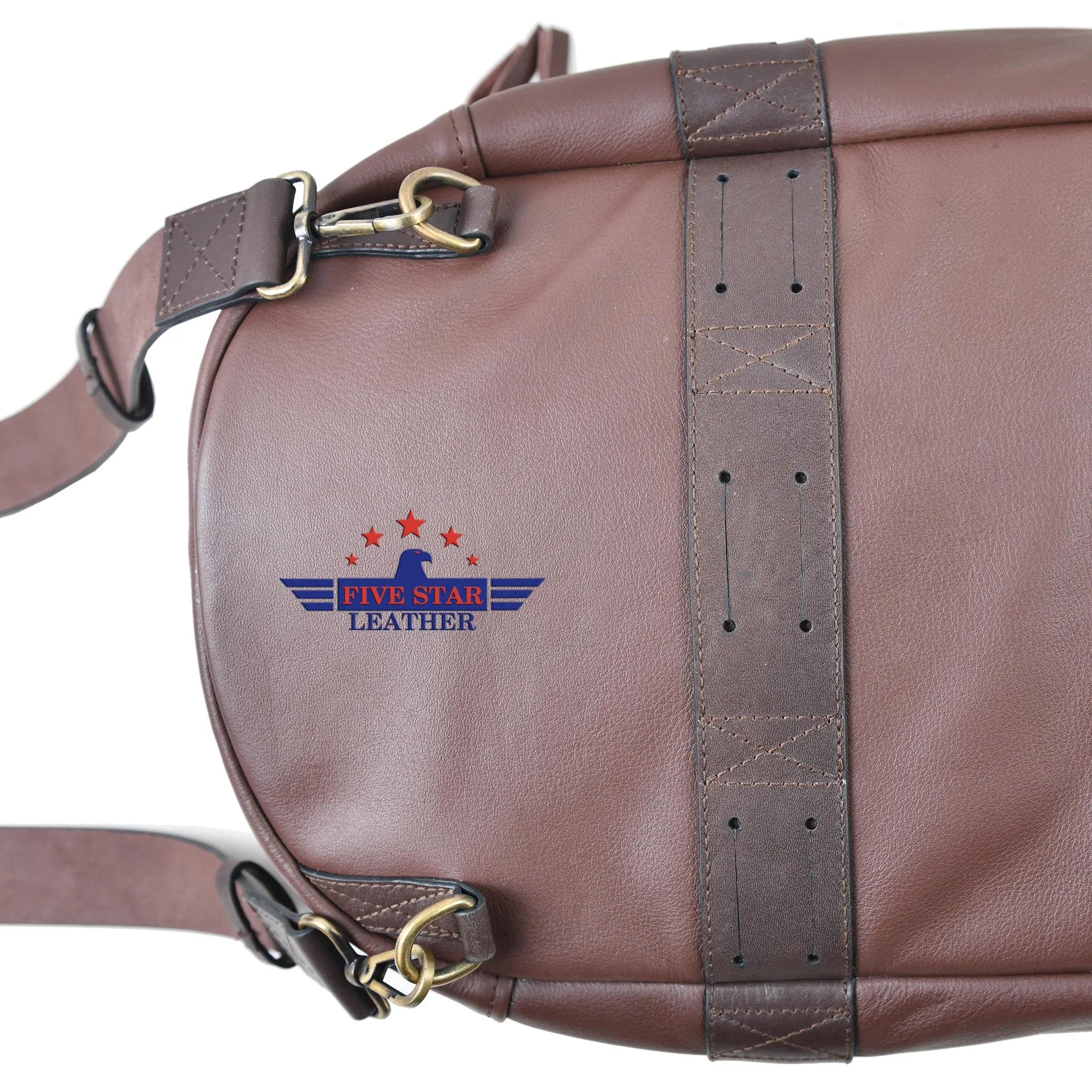 FiveStar Leather Steerhide Russet Brown Heavy Duty Travel Bag Tank Bag luggage bag backpack laptop bag