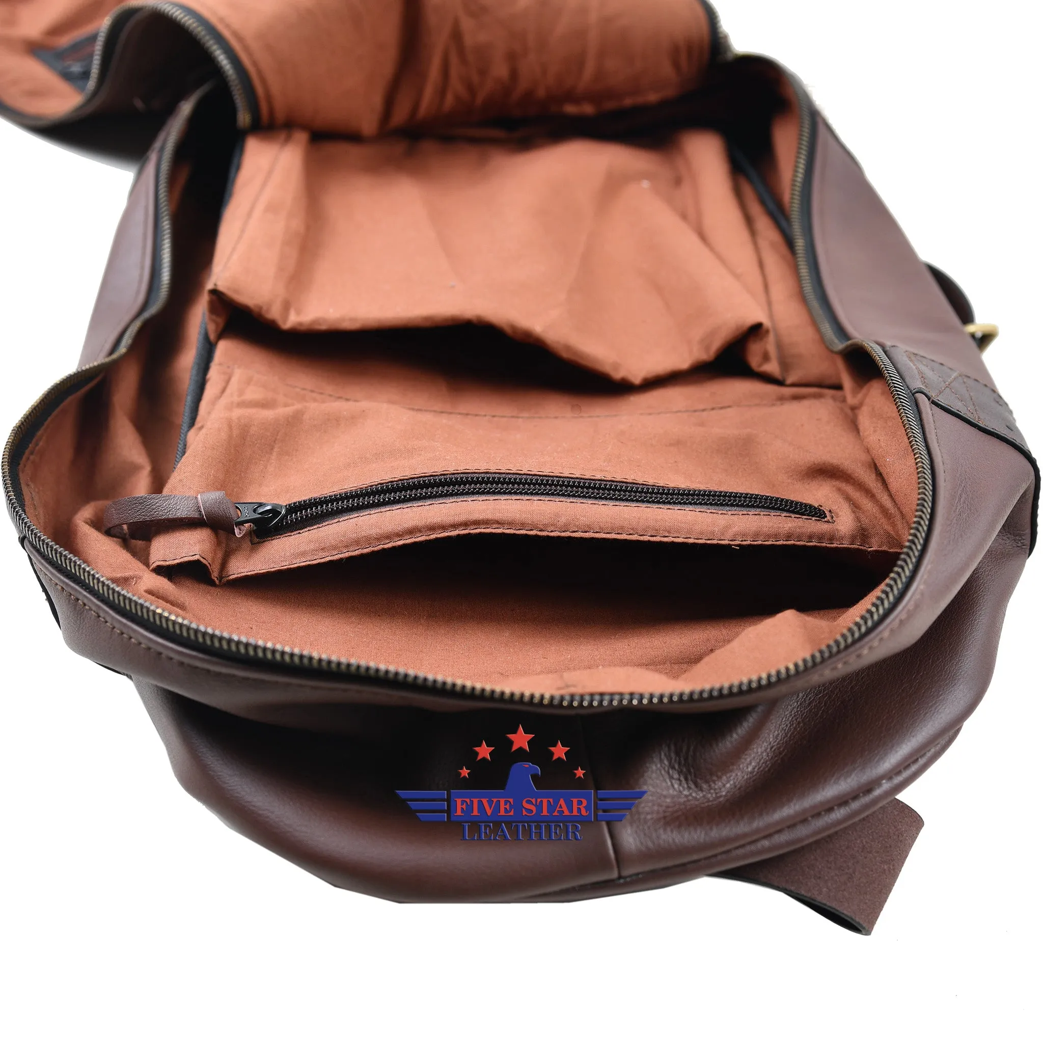 FiveStar Leather Steerhide Russet Brown Heavy Duty Travel Bag Tank Bag luggage bag backpack laptop bag