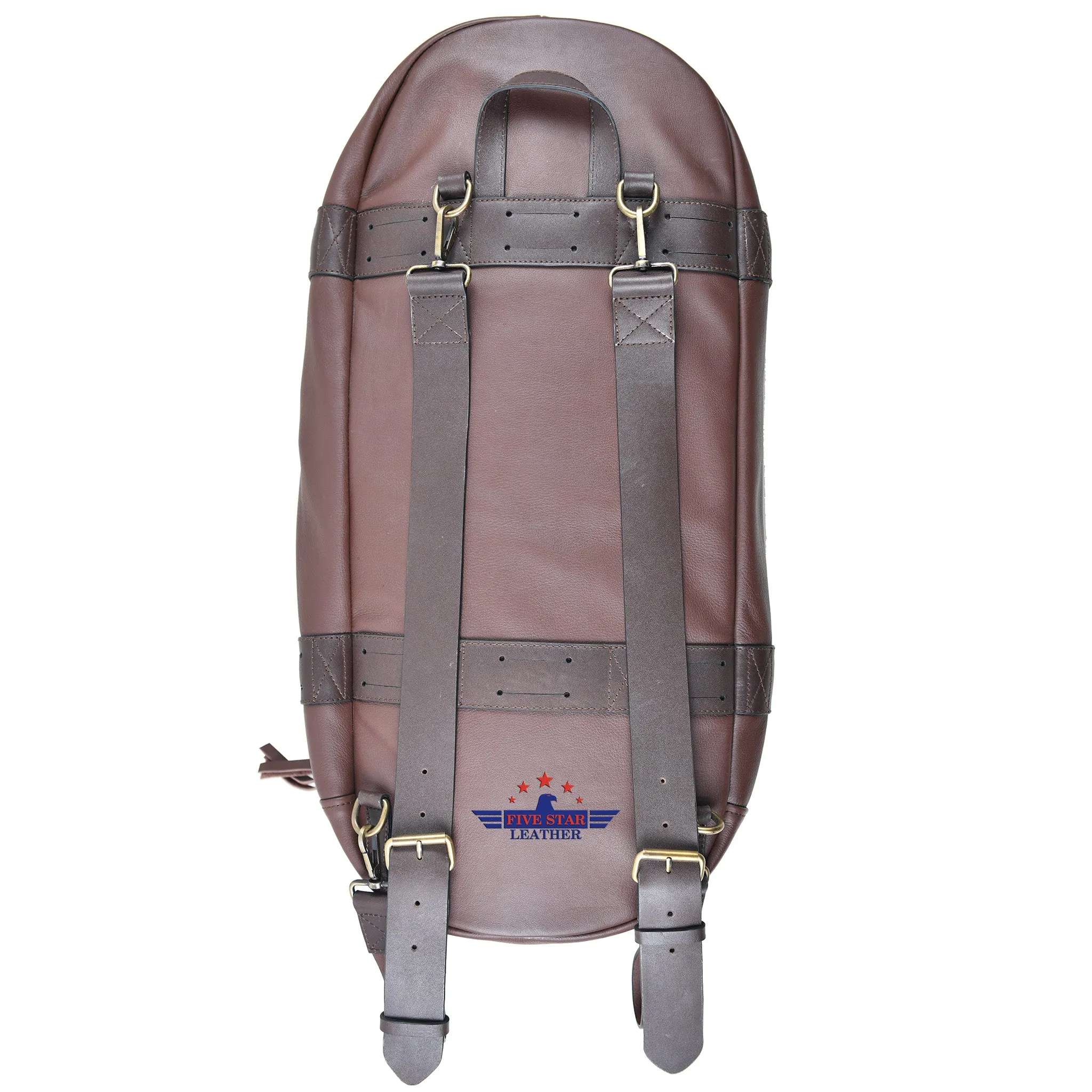 FiveStar Leather Steerhide Russet Brown Heavy Duty Travel Bag Tank Bag luggage bag backpack laptop bag