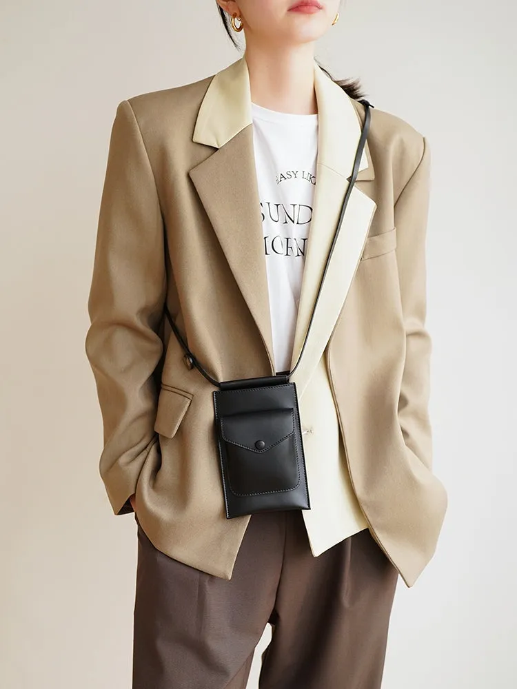 Mini Womens Leather Phone Crossbody Bag Brown Shoulder Bag