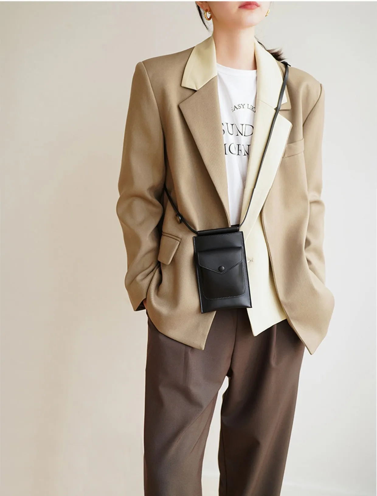 Mini Womens Leather Phone Crossbody Bag Brown Shoulder Bag