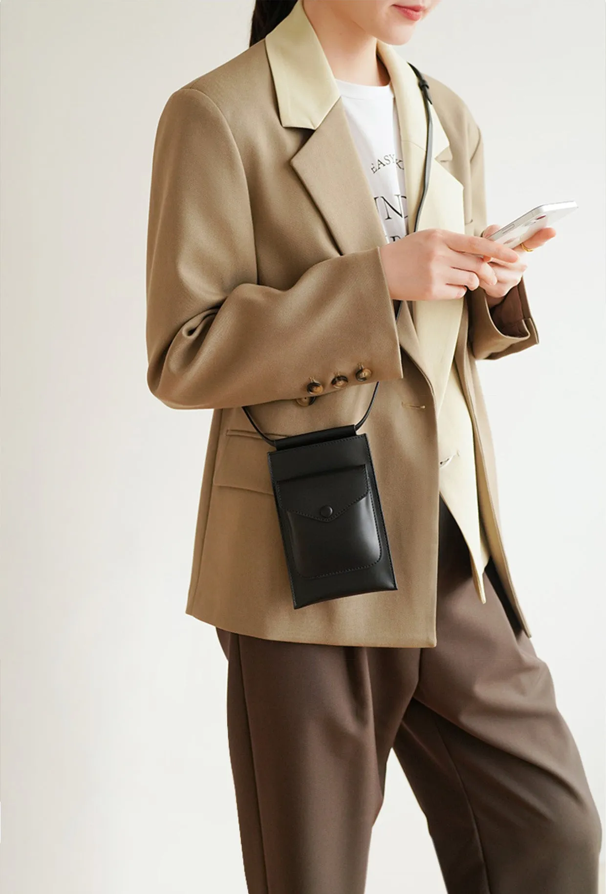Mini Womens Leather Phone Crossbody Bag Brown Shoulder Bag
