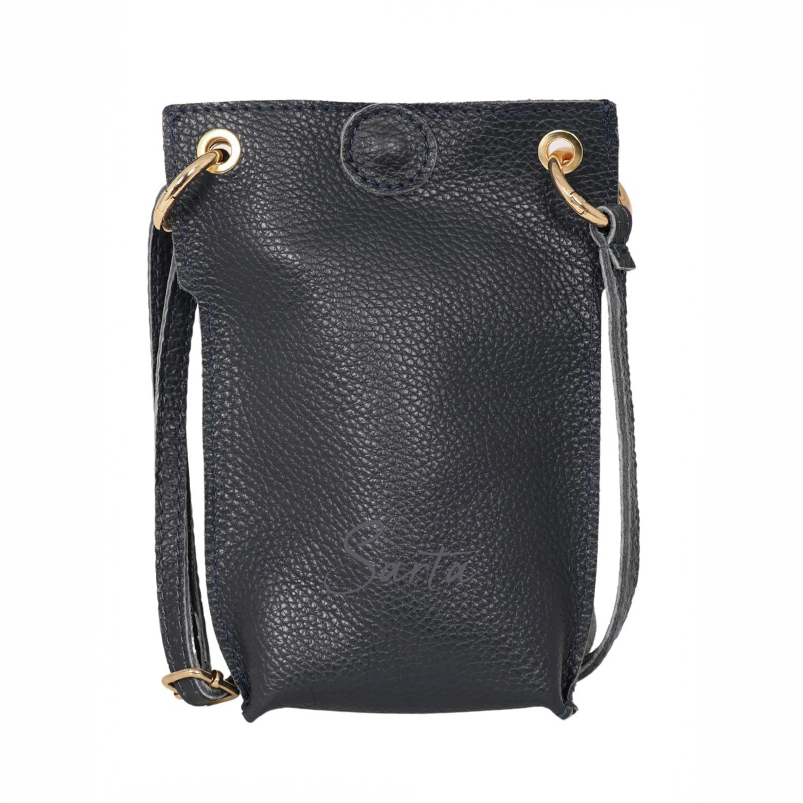Nova - Italian Leather Phone Pouch - Navy Blue, Pebbled