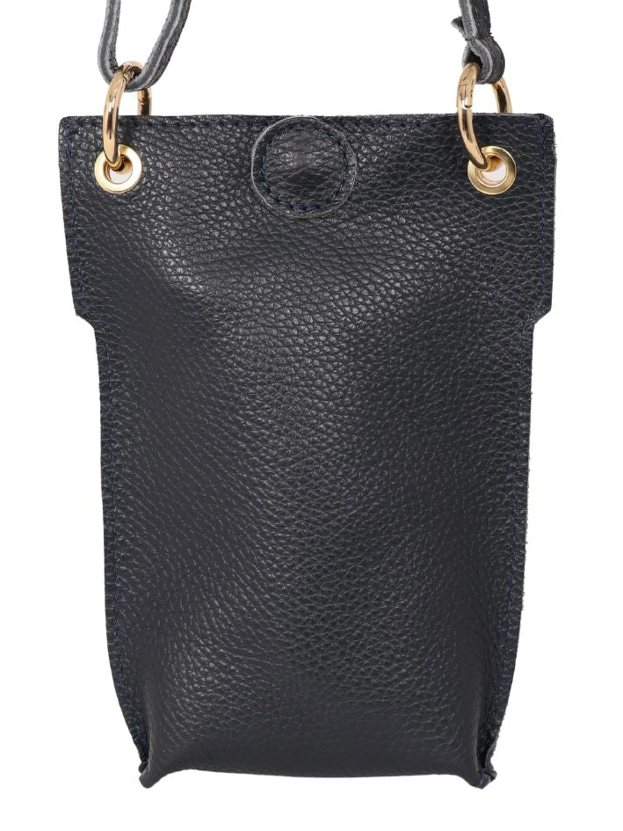 Nova - Italian Leather Phone Pouch - Navy Blue, Pebbled