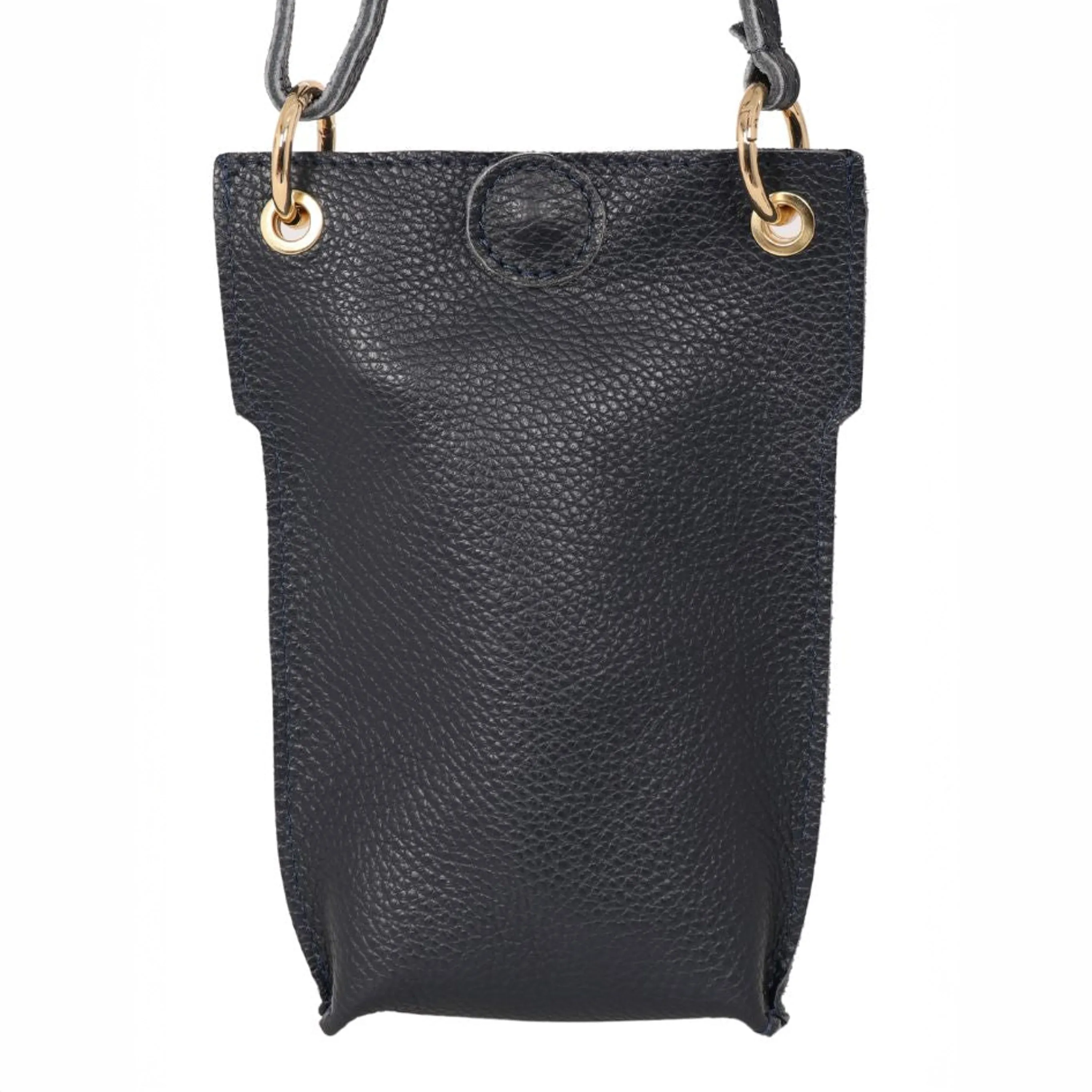 Nova - Italian Leather Phone Pouch - Navy Blue, Pebbled
