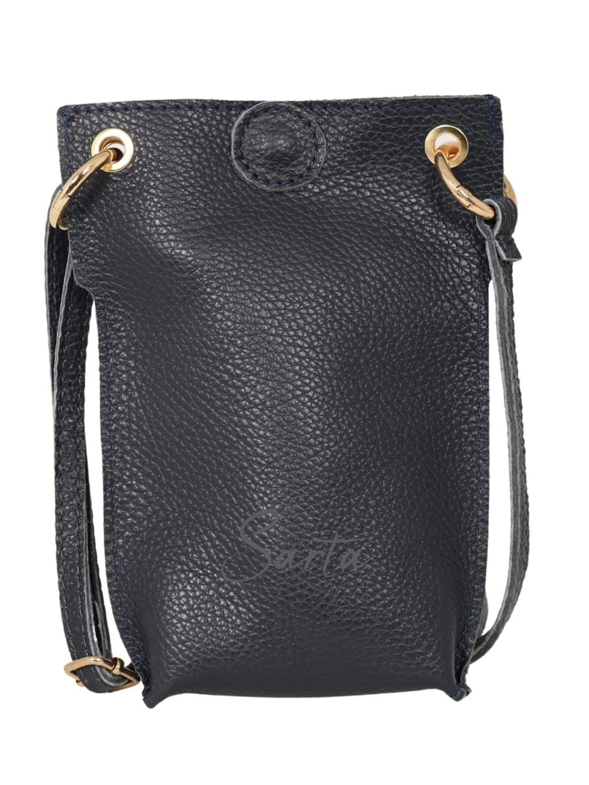 Nova - Italian Leather Phone Pouch - Navy Blue, Pebbled