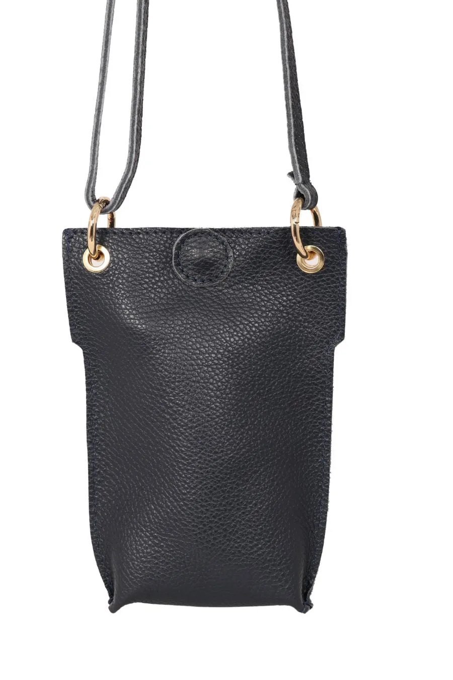 Nova - Italian Leather Phone Pouch - Navy Blue, Pebbled