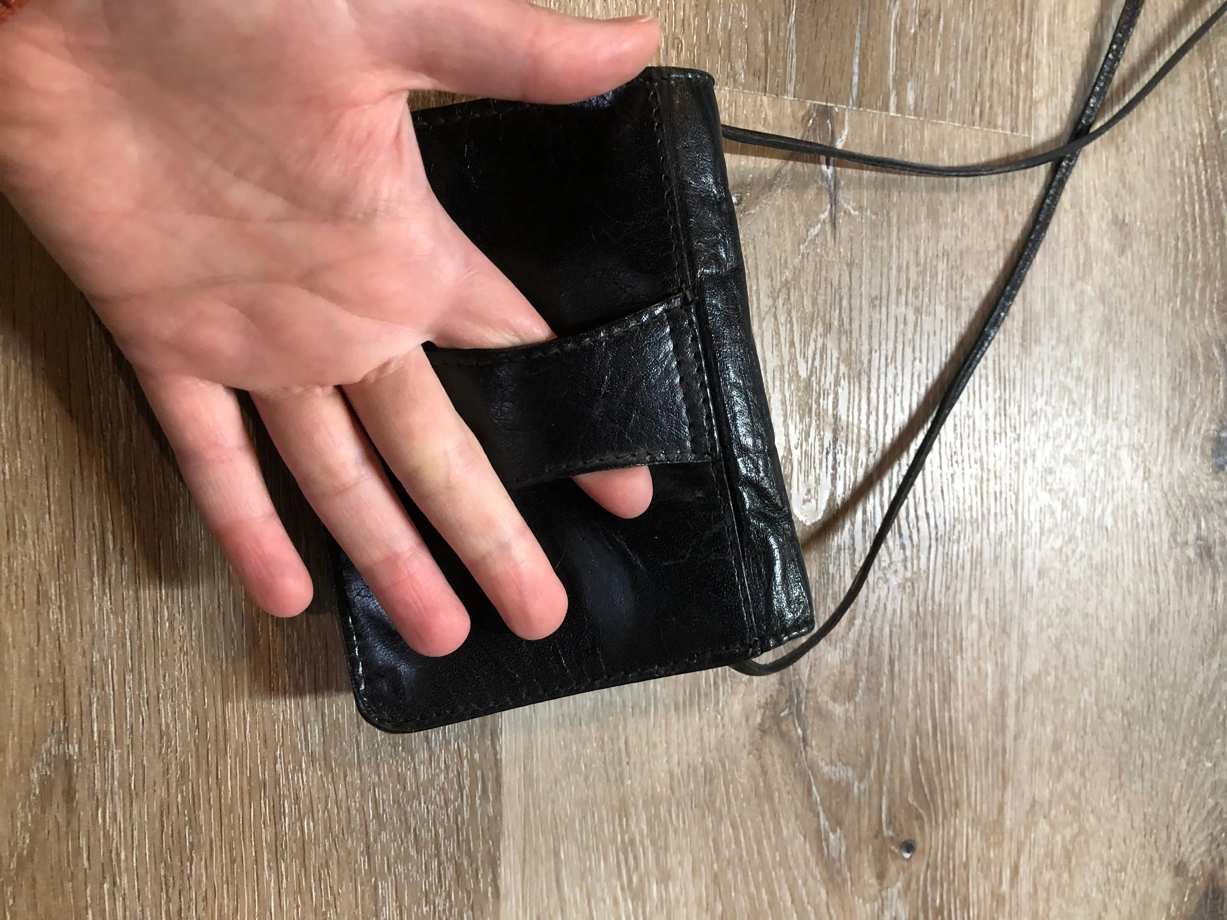 Small Black Leather Crossbody bag, SOLD
