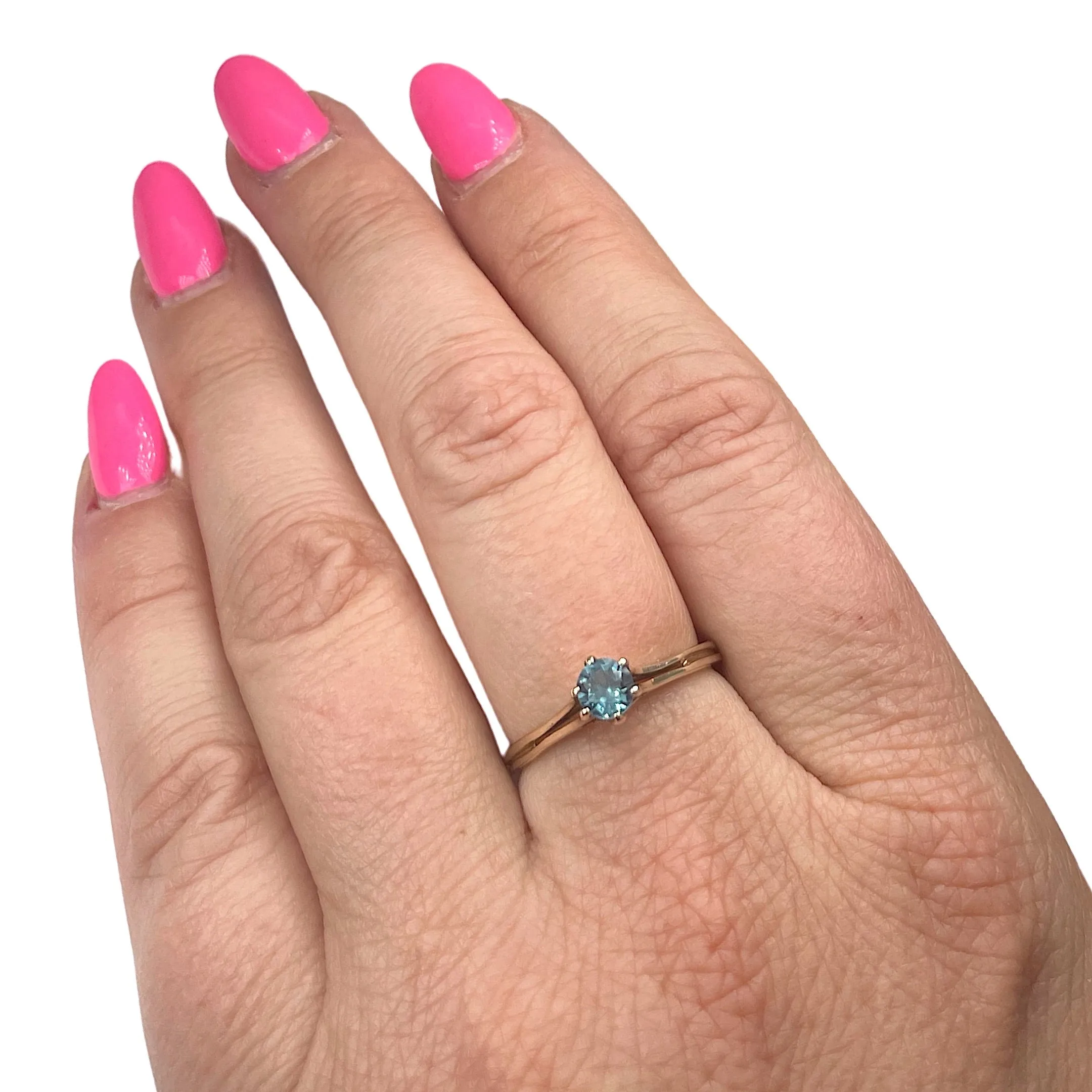 Yellow Gold Vintage London Blue Topaz Ring (Authentic Pre-Owned)
