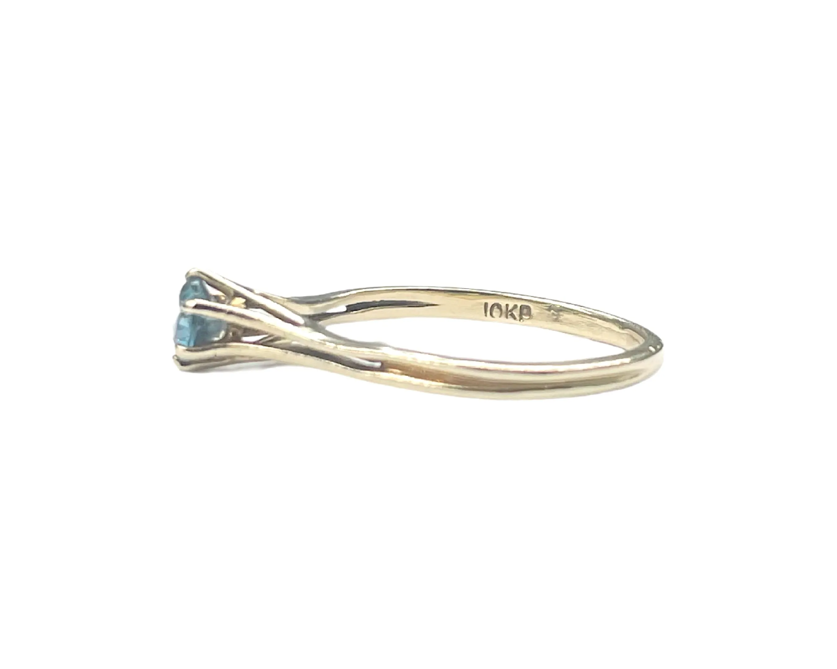 Yellow Gold Vintage London Blue Topaz Ring (Authentic Pre-Owned)