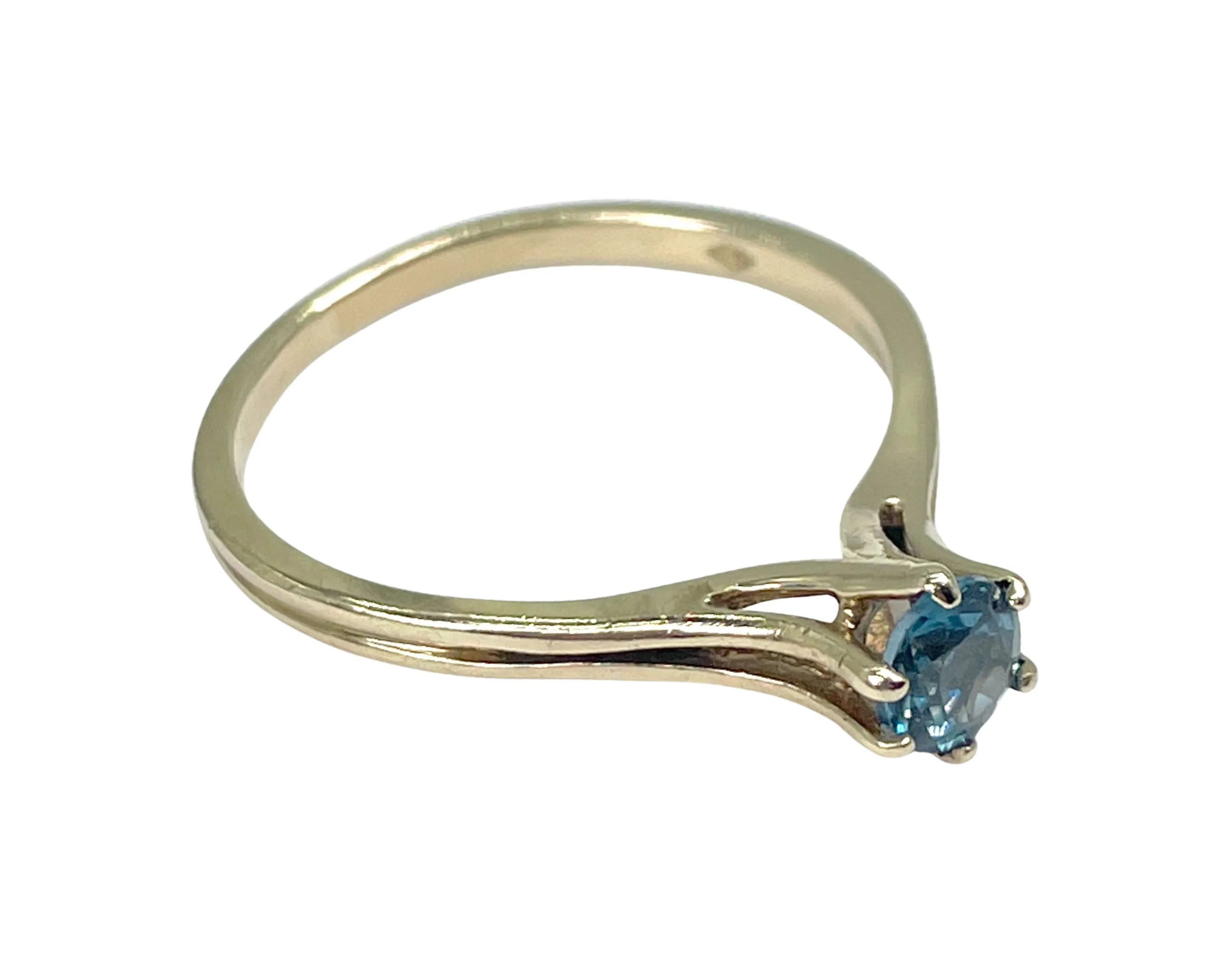Yellow Gold Vintage London Blue Topaz Ring (Authentic Pre-Owned)